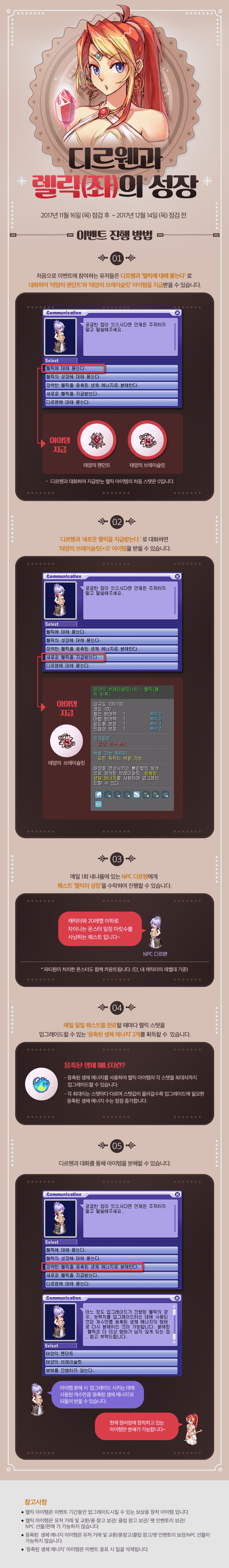 디르웬과 렐릭(우)의 성장